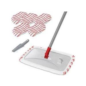 Masthome Extra Large Microfiber Mop for Floor Cleaning, 16“ Flat Mop Dust Mop for Hardwood Laminate Tile Ceramic, 1 Cleaning Scraper Included-Red