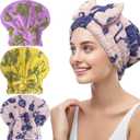 Jseng 3Packs Microfiber Hair Towel for Women - Quick-Drying, Super Absorbent Hair Wrap with Bow Design, Soft Hair Towel Turban for Curly Long Wet Hair, Large