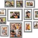 Egofine Picture Frame Set 12 Pack, Picture Frames Collage Wall Decor with Two 8x10, Four 5x7, Four 4x6, Two 4x4, Photo Frames for Wall and Tabletop, Made of Solid Wood, Covered by Plexiglass, Oak Grey (4x4+4x6+5x7+8x10)