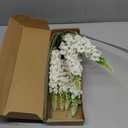 IPOPU 8PCS White Snapdragon Artificial Flowers Delphinium Artificial Silk Flowers Long Stem Hyacinth Fake Flowers for Wedding Home Outdoor Party Floral Arrangement Centerpiece Table Decoration (White)