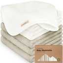 6-Pack Baby Washcloths Soft Absorbent Viscose from Bamboo Washcloths for Face, Body, Baby Towels for Newborn, Kids, Toddlers, Infant,Gentle on Sensitive Skin,10x10 Reusable Face Towels(White/Stone)