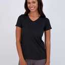 Real Essentials 1Pack: Women's Dry Fit Short Sleeve V Neck Workout Top - Fitness Gym Athletic Yoga T-Shirt (Plus) (X-Large)