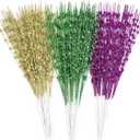 Tifeson 24 Pcs Mardi Gras Decorations Berry Picks, 17 inch Glitter Purple Gold Green Carnaval Artificial Tree Topper Mardi Gras Floral Picks for Wreaths Table Centerpiece Vase Home Decor
