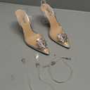 wetkiss Silver Heels for Bride - Sparkly Wedding Heels with Rhinestones, Strappy Closed Toe Pumps for Women, Formal Shoes, 9