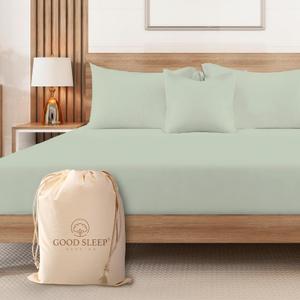 Good Sleep Bedding King Size Sheet - Soft & Breathable, 100% Egyptian Cotton, 1000 Thread Count, Deep Pocket 16", "Luxury Fitted Bed Sheets - Sage Green