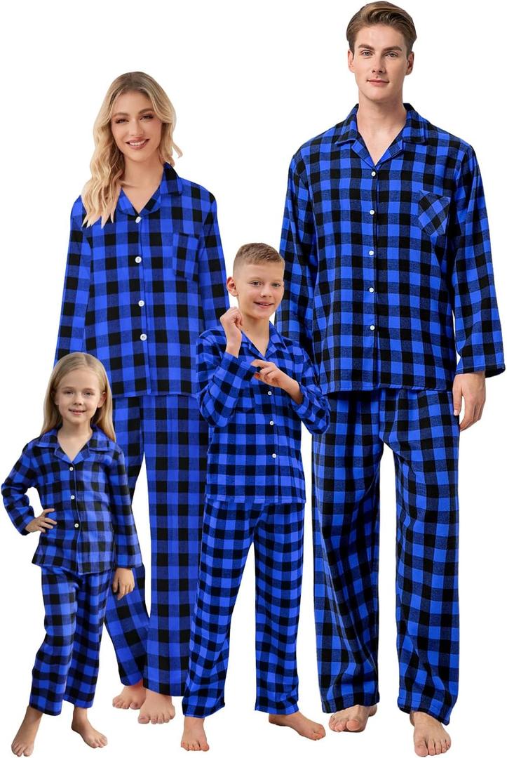 QZH.DUAO Matching Family Christmas Pajamas Set Long Sleeve Holiday Warm Sleepwear Couple Button Down Pjs Set (X-Small, Black Blue) QZH.DUAO Matching Family Christmas Pajamas Set Long Sleeve Holiday Warm Sleepwear Couple Button Down Pjs Set (X-Small, Black Blue)