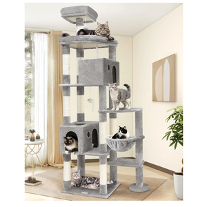 Globlazer Giant Cat Tree, 83 inch Cat Tree for Indoor Cats Large Big Adult, XXL Cat Tower with 9 Scratching Posts for 20lb+ Heavy Duty Large Adult Cats, F83, Light Grey