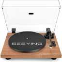 SeeYing Turntable Vinyl Record Player Bluetooth Output Built-in Preamp Phono/Line Switch Adjustable Counterweight Anti-Skate Variable Pitch Control Magnetic Cartridge Belt Drive 2-Speed