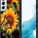 KANGHAR Compatible with Samsung Galaxy S22 Plus Case Sunflower Butterfly Anti-Slip Drop Protection with Soft TPU Bumper Shockproof Protective Phone Cover for Women Girls