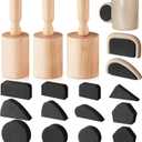 Juexica 3 Pcs Cup Pottery Molds 3.1'', 3.4'', 3.7'' Plaster Molds with 12 Pcs Mug Handle Forms Pottery Shaping Tool Wood Slump Press Mold 3 Sizes Clay Molds for DIY Pottery Cup Mug Art Making