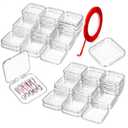 Molain 40 Pcs Clear Press on Nail Packaging Boxes Case with 10M Tape, Plastic Fake Nail Display Organizer Container for Storage Salon Business Jewelry 2.95x2.95 Inch
