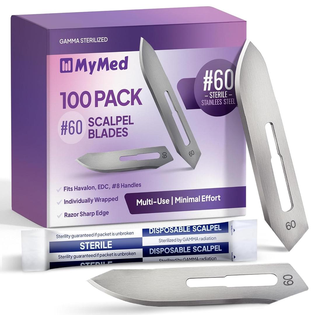 100ct #60 Scalpel Blades Stainless Steel Blades 60A, Compatible with Havalon Piranta, Havalon Replacement Blades, Scalpel Hunting Knife, Field Dressing Knife