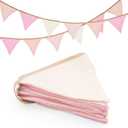 GCQQ Pennant Banner Flags 9Ft Pink Pennant Nursery Garland 12Pcs Light Pink Baby Girl Banners Double-Side Bunting Triangle Birthday Banner Girl Toddler Room Decor for Kids Bed Baby Shower Party Decor