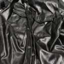 WDIRARA Men's Pu Leather Flap Pocket Short Sleeve Button Up Shirt Party Collar Top S