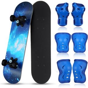Honoson 7 Pcs Skateboard for Toddlers Beginners Knee Elbow Pads Wrist Guards Gear Set