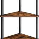 HOOBRO Corner Shelf Stand, Industrial 3-Tier Corner Bookshelf with Metal Frame, Plant Display Shelf, Small Bookcase for Small Spaces, Living Room, Rustic Brown and Black BF30CJ01 (11.8"L x 11.8"W x 25"H)