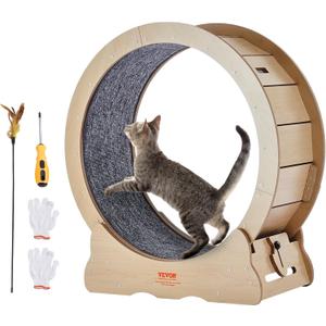 VEVOR Cat Exercise Wheel, Large Treadmill Wheel for Indoor Cats, 29.5 inch Wheel with Detachable Carpet and Cat Teaser for Running/Walking/Training, Suitable for Most Cats