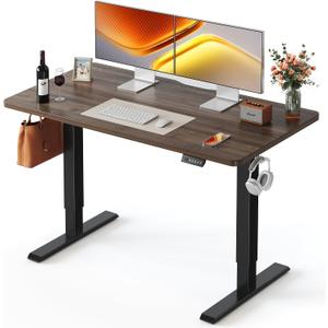 FEZIBO Standing Desk 48 × 24 Inch Electric Height Adjustable, Black Walnut, 48x24