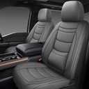 NS YOLO Leather Car Seat Covers Full Set,Universal Fit for Most Cars,SUVs and Sedans,Waterproof Luxury Leatherette Cushions, 5 Seats Protectors (Grey, Front Pair-2 Seats(Driver and Passenger))