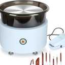 MZOKUU Pottery Wheel for Adults 11 Inch 450W Electric Ceramic Forming Machine Foot Pedal Control Adjustable 50-300RPM Speed ABS Detachable Basin Sculpting Tools Kit Arts Craft DIY Gift (White)