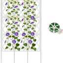 5.25FT Garden Trellis for Climbing Plants Outdoor, White Iron Pipe Support Fence, Metal Wall Trellis Climbing Frame, Trellis for Potted Plants Indoor for Ivy Vines Vegetable Flower