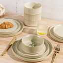 TheTerra Ceramic Dinnerware Sets for 4, 12 Pieces Porcelain Lightweight Speckled Plates and Bowls Sets, Scratch Resistant Dish Set, Oven & Microwave & Dishwasher Safe