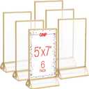5x7 Picture Frames 6-Pack - Floating Frame Set for Table Numbers, Wedding Signs, Photos, or Table Decor by Great Northern Popcorn (Gold)