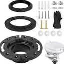 RV Toilet Seal Kit, 3'' RV Toilet Flange 385345892 and RV Toilet Seal 34120 & 12524 for Aqua Magic Style Plus, Style Lite, Style II & Residence, RV Toilet Kit w/Industrial Nitrile Gloves