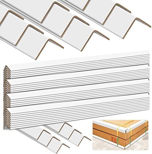 Colarr 54 Pcs White Cardboard Protectors Bulk, 2 x 2 x 30 Shipping Packing Protectors, Paper Shipping V Shaped Board Cardboard Guard for Corners of Boxes and Stabilize Shipments Flat