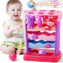 V-Opitos Musical Toy for 1, 2 Years Old Boys & Girls, Feeding Interactive Toys with Ball, Montessori Education Toys, Perfect Toddler Christmas Birthday Gifts (Pink)