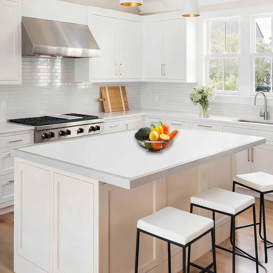 48''x32''(120cmx80cm) Large Silicone Mat for Kitchen Counter, 1.5MM Non-Slip Heat Resistant Countertop Protector, Waterproof Silicone Craft Mat for Kitchen Island, Semitransparent (Translucent)