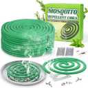 20 Pack Natural Mosquito Repellent Coils, Plant-Based Cintronella Long-Lasting Protection, DEET-Free Mosquito Repellent, Safe for Patio, Camping, Backyard, and Poolside Use, 1 Holder 2 Stands (Green)