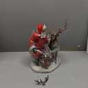 Napco Festive Red Santa with Reindeer 12 inch Resin Holiday Decorative Tabletop Figurine