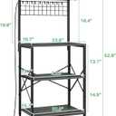 SNTD Bakers Rack with Power Outlet, Kitchen Shelves Microwave Stand with Wire Grid and 10 Hooks, 4 Tiers Coffee Stand (Grey, 23.5 x 15.6 x 52.8 Inches)