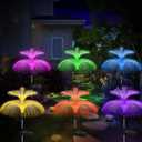 Weepong Solar Garden Lights 6 Pack New Upgraded Solar Lights Outdoor Waterproof 7 Color Changing Double Jellyfish and Star Flower Garden Decor Yard Lawn Christmas Decorations, Gifts for Women Mom