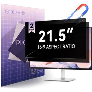 2-Pack 21.5-inch Magnetic Privacy Screen for 16:9 Computer Monitor, Snap-On Removable 21in Matte Anti Glare Blue Light Spy Filter Screen Cover Private Shield for Desktop PC [Support Curved Monitor]