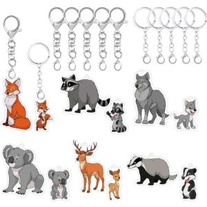 Cute Jungle Animal Keychains Safari Baby Shower Party Favors Key Chain Bulk Cartoon Keychain for Kids Girls Zoo Animal Decoration for Birthday Favor Goodie Backpack Bag Stuffer Supplies Christmas Gift
