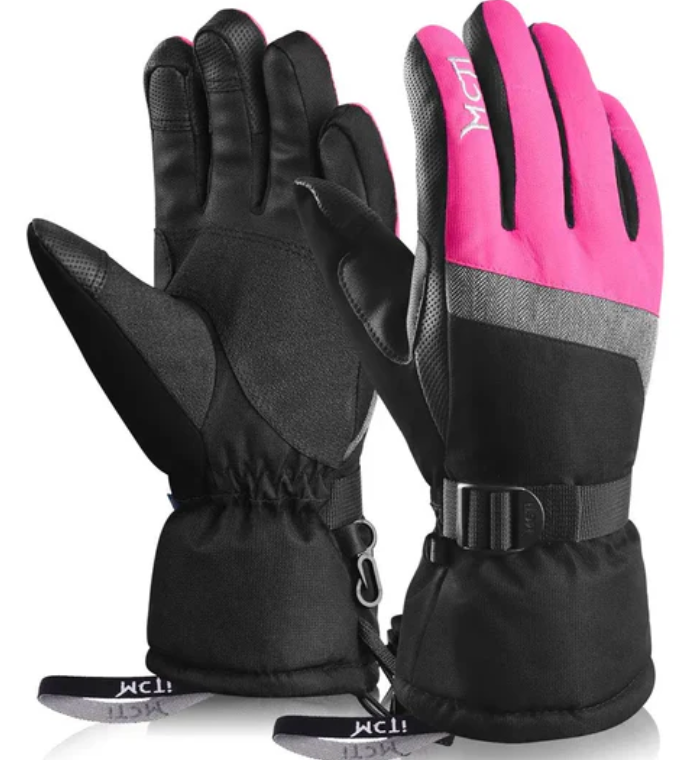MCTi Ski Gloves,Winter Waterproof Snowboard Snow 3M Thinsulate Warm Touchscreen Cold Weather Women Gloves Wrist Leashes (Size S)