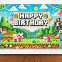 Pixel Backdrop Happy Birthday Banner Boy 6x4ft Miner Bday Sign Villager Gaming Birthday Party Decorations Videogame Themed Banner Video Game Decorations Video Game Backdrop for Boys