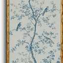 InSimSea Gold Bamboo Framed Wall Art, Blue Bird Flower Prints, 20x40In