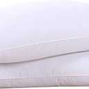 Puredown Goose Feathers and Down White Pillows with 100% Soft Cotton Cover, Bed Sleeping Hotel Collection Pillows Set of 2 Queen Size
