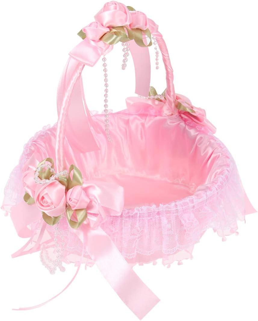 Amosfun Flower Girl Basket Wedding Basket with Handle Flower Storage for Wedding Party Supplies