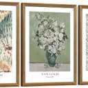 2 x FWAHREN 3 Piece Framed Vintage Botanical Floral Canvas Wall Art Set, Matisse Van Gogh William Morris Paintings, Large Pictures Prints Wall Decor for Living Room Bedroom Bathroom Office, 12x16in