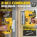 Cordless 2" Brad Nailer Compatible with Dewalt 20V Battery (No Battery), 2-in-1 Electric Nail /Staple , 18 Gauge Nail Battery Powered with 1000 Nails for Wood Carpentry, 7.2LB