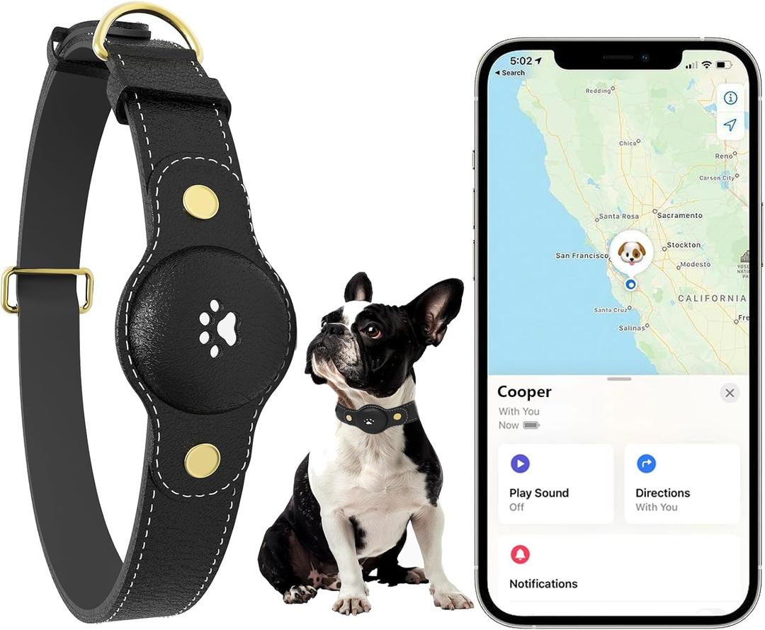GPS Tracker for Dogs  Smart Dog Collar & Pet Tracker with Real-Time Location, No Monthly Fee, Unlimited Range (iOS Only)  Fits Small to Large Dogs(Locator Included) (Black)