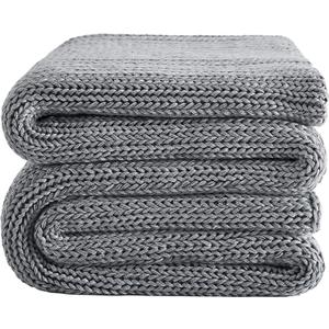 L'AGRATY Knitted Weighted Blanket - 60"x80" 15lbs Cooling Chunky Knit Heavy Blanket for Adults Braided Crochet Throw Thick Cable Yarn Knit Decorative Blanket No Beads Evenly Weighted Machine Washable