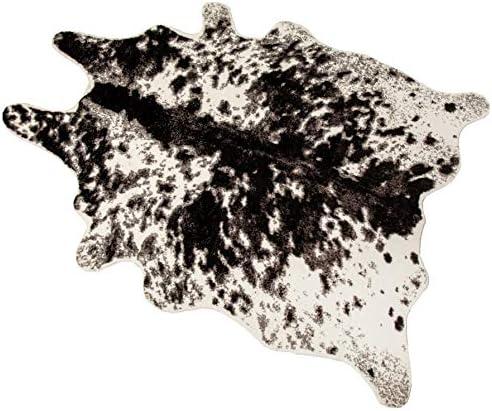 MustMat Faux Cowhide Rug Black and White Cow Print Area Rug Large Animal Hide Carpet Western Decor 5.2ft x 6.6ft