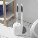 Clorox Toilet Bowl Brush & Plunger Combo Set with Storage Caddy - Toilet Plunger for Bathroom, Bathroom Organizers & Storage, Bathroom Accessories, Toilet Unclogger, Long Handled Toilet Brush (1-Pack, White/Gray)