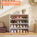 2 Pack Expandable White Shoe Rack Organizer for Closet, 2-Tier Stackable Shoe Storage Shelf, Small Iron Wood Combination Shoe Shelves for Closets,Entryway,Front Door, Narrow Space,Hallway,15-24 Pairs