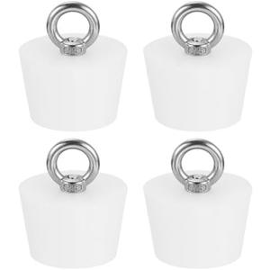 MECCANIXITY Silicone Rubber Tapered Plug 37mm to 46mm Solid Bathtub Bungs Stopper with Ring for Test Tubes, Water Pipe, Drainage Hole, White 3 Pcs